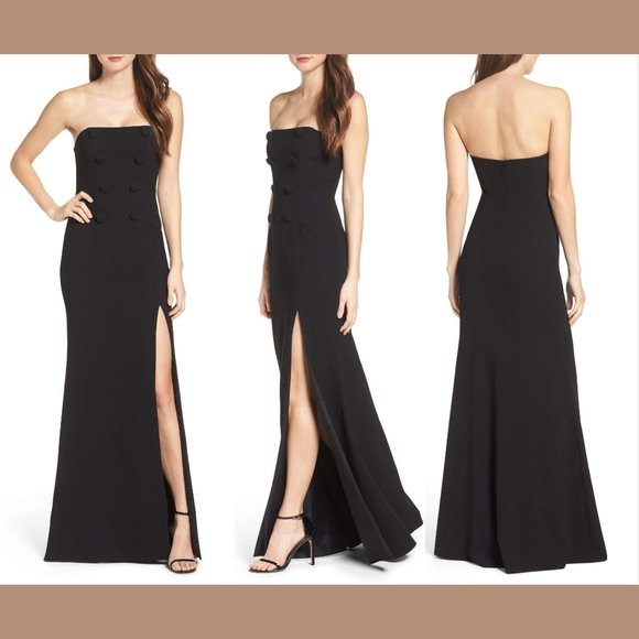 NEW! $438 Jill Jill Stuart Black Button Embellished Gown Dress [SZ 2‎ ] - Picture 1 of 9